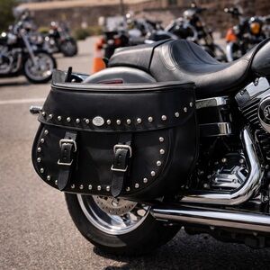 Boss Bags Studded Molded Leather Motorcycle Saddlebag | Harley Davidson Touring